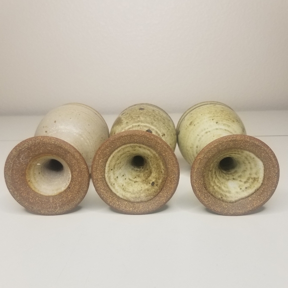 Stoneware Wine Goblets Set of 3 Speckled Natural Tones 8oz - Picture 5 of 9